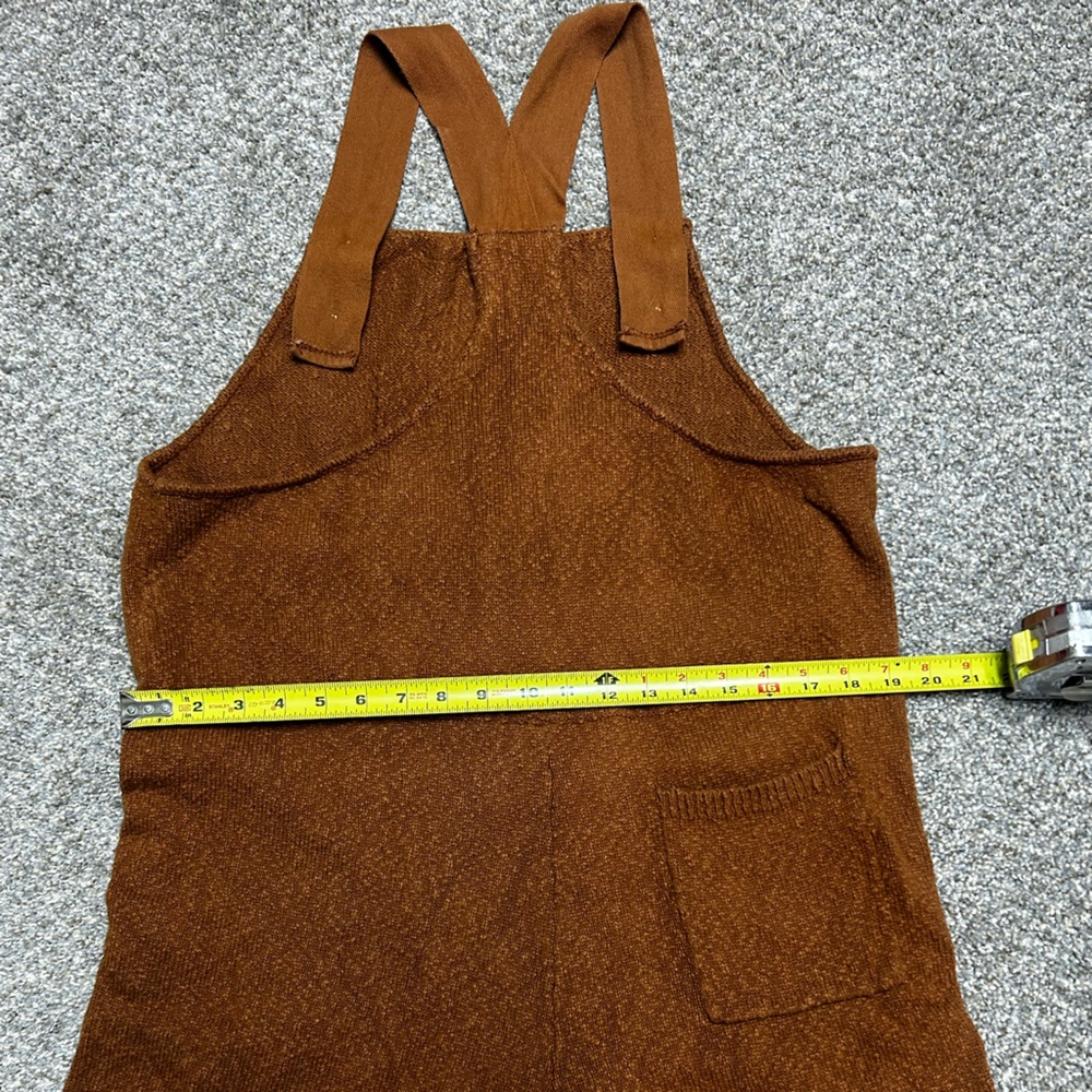 Böhme Knit Overall Shorts Rust Brown Cottagecore Boho Romper M - Picture 7 of 8